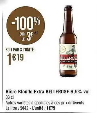 Géant Casino Bière blonde extra bellerose 6,5% vol. offre