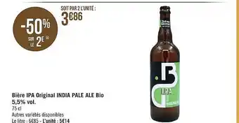 Géant Casino Bière ipa original india pale ale bio 5,5% vol. offre