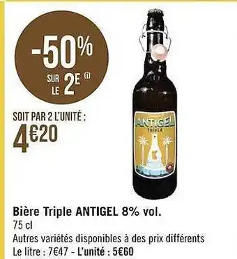 Géant Casino Bière triple antigel 8% vol. offre