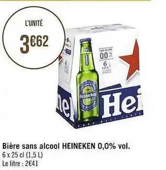 Géant Casino Bière sans alcool heineken 0,0% vol. offre