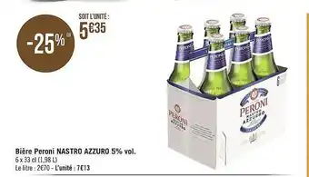 Géant Casino Bière peroni nastro azzuro 5% vol. offre