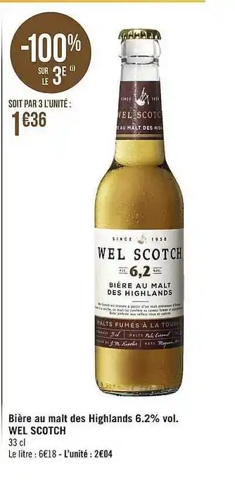 Géant Casino Bière au malt des highlands 6.2% vol. wel scotch offre