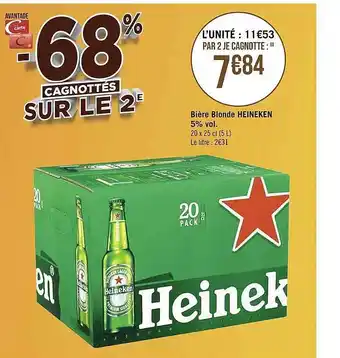 Géant Casino Bière blonde heineken 5% vol. offre