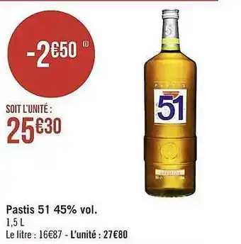 Géant Casino Pastis 51 45% vol. offre
