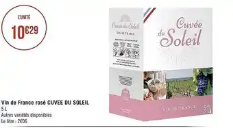 Géant Casino Vin de france rosé cuvée du soleil offre