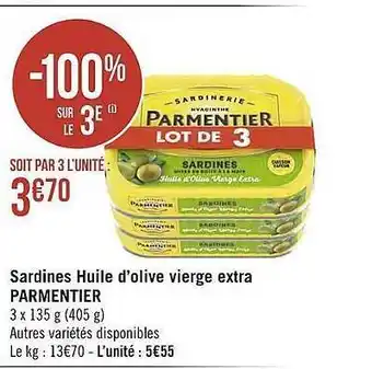 Géant Casino Sardines huile d'olive vierge extra parmentier offre