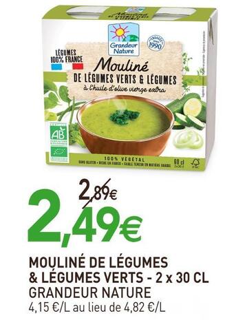 naturéO Grandeur nature mouliné de & légumes verts offre