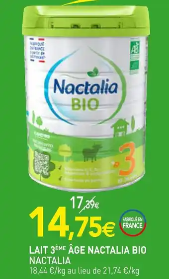 naturéO Nactalia lait 3ème âge nactalia bio offre