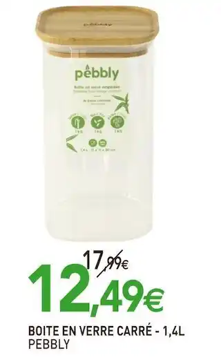 naturéO Pebbly boite en verre carré offre