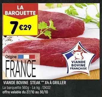 Leader Price Viande bovine steak offre