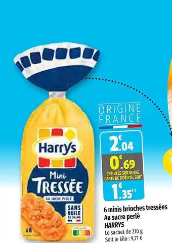 Coccinelle Supermarché 6 minis brioches tressées au sucre perlé harrys offre