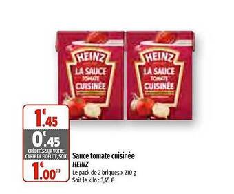 Coccinelle Supermarché Sauce tomate cuisinée heinz offre
