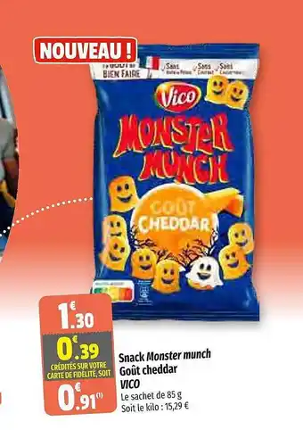 Coccinelle Supermarché Snack monster munch goût cheddar vico offre