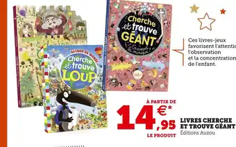 Hyper U Auzou livres cherche et trouve géant offre