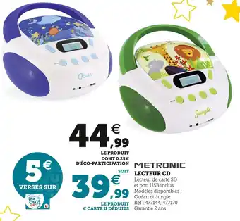 Hyper U Metronic lecteur cd offre