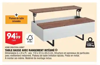 ALDI Table Basse Avec Rangement Integree offre
