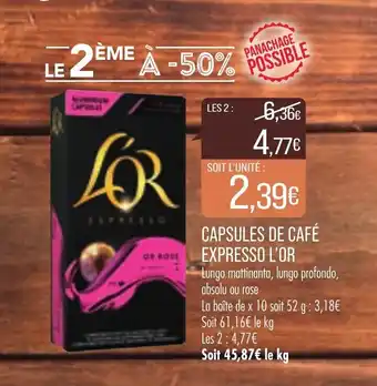 Match Capsules De Cafe Expresso L'or offre