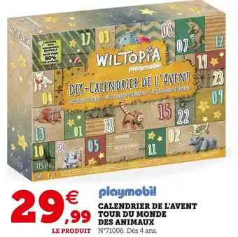 Hyper U Playmobil calendrier de l'avent tour du monde des animaux offre
