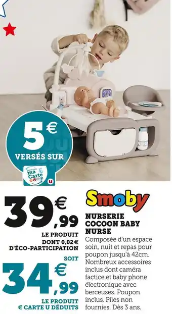 Hyper U Smoby nurserie cocoon baby nurse offre