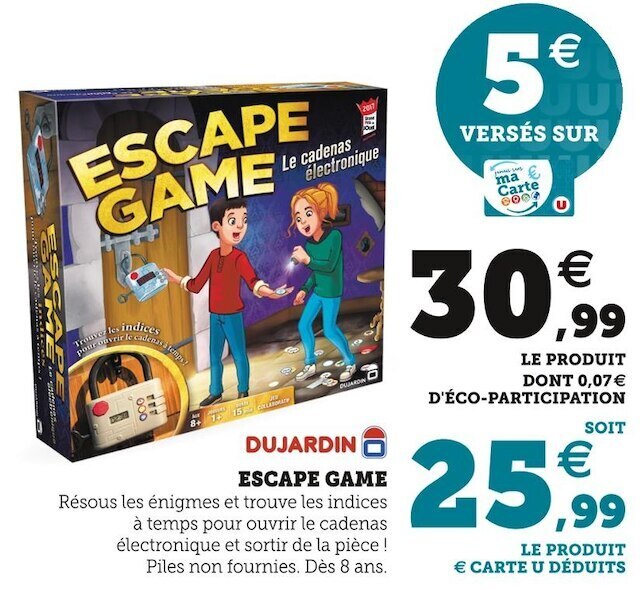 Promo Dujardin escape game chez Hyper U