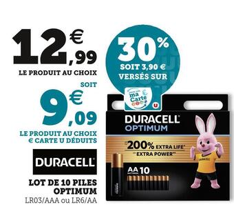 Hyper U Duracell lot de 10 piles optimum offre