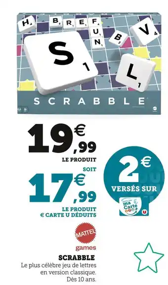 Hyper U Mattel scrabble offre