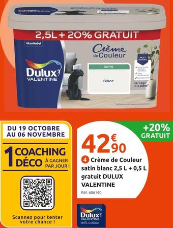 Mr Bricolage Dulux valentine crème de couleur 2,5 l + 0,5 l gratuit offre