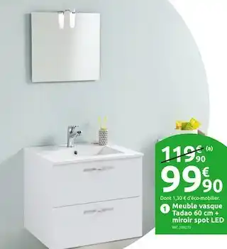 Mr Bricolage Meuble vasque tadao + miroir spot led offre