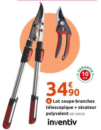 Mr Bricolage Inventiv lot coupe-branches télescopique + sécateur polyvalent offre