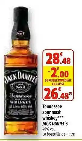 Coccinelle Supermarché Tennessee sour mash whiskey jack daniel's offre