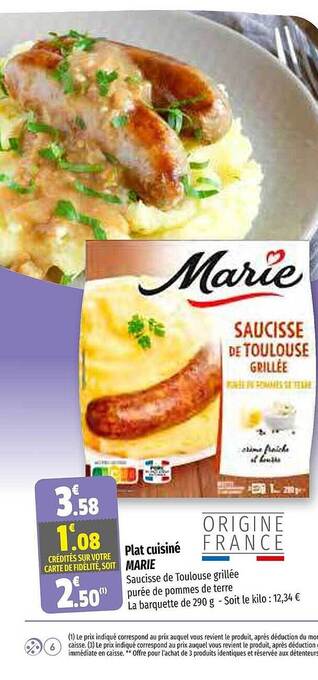 Coccinelle Supermarché Plat cuisiné marie offre
