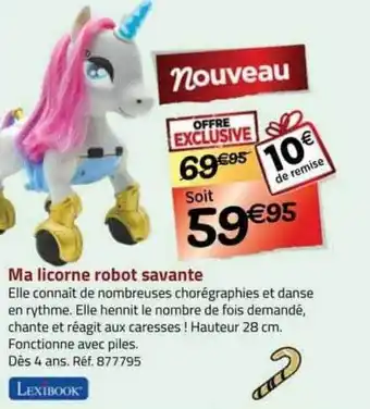 La Grande Récré Ma licorne robot savante lexibook offre