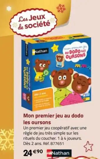 La Grande Récré Mon premier jeu au dodo les oursons nathan offre