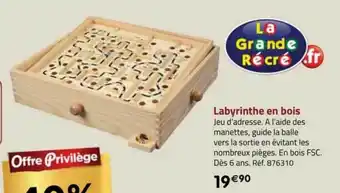 La Grande Récré Labyrinthe en bois offre
