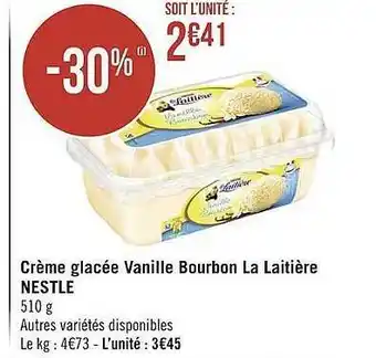 Géant Casino Crème glacée vanille bourbon la laitière nestlé offre