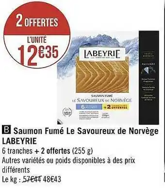 Géant Casino Saumon fumé le savoureux de norvège labeyrie offre