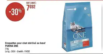 Géant Casino Croquettes pour chat stérilisé au bœuf purina one offre