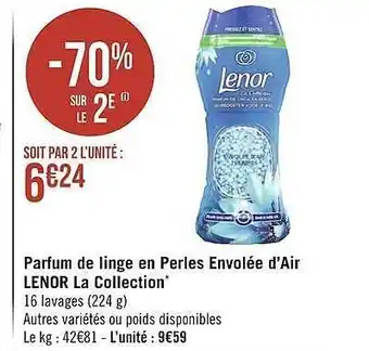 Géant Casino Parfum de linge en perles envolée d'air lenor la collection offre