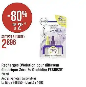 Recharges 3volution pour diffuseur électrique zéro % orchidée febreze