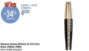 Géant Casino Mascara volume millions de cils extra black l'oréal paris offre