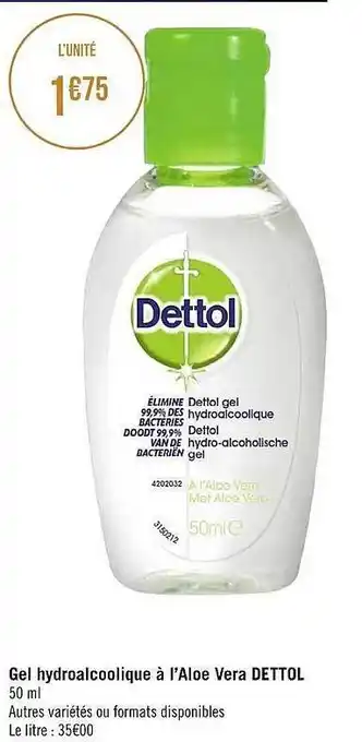 Géant Casino Gel hydroalcoolique à l'aloe vera dettol offre