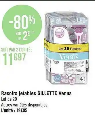 Géant Casino Rasoirs jetables gillette venus offre