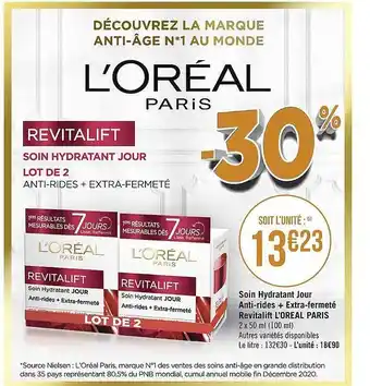 Géant Casino Soin hydratant jour anti-rides + extra-fermeté revitalift l'oréal paris offre