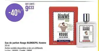 Géant Casino Eau de parfum rouge blondepil homme offre