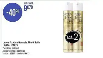 Géant Casino Laque fixation normale elnett satin l'oréal paris offre