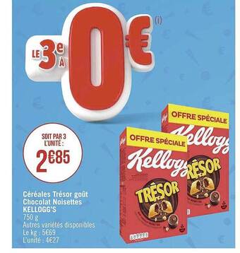 Céréales trésor goût chocolat noisettes kellogg's