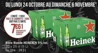 Géant Casino Bière blonde heineken 5% vol. offre