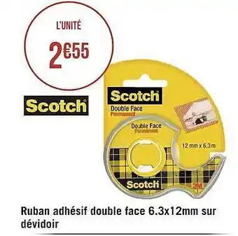 Géant Casino Ruban adhésif double face 6.3x12 mm sur dévidoir scotch offre