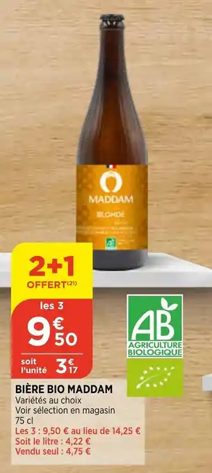 Bi1 Biere Bio Maddam offre