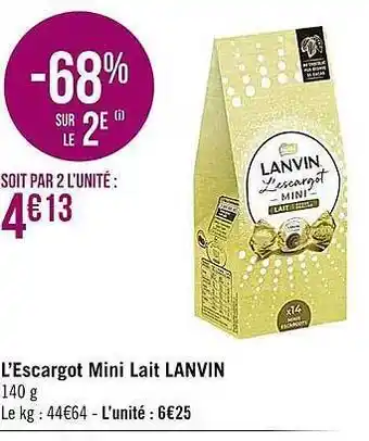 Casino Supermarchés L'escargot mini lait lanvin offre